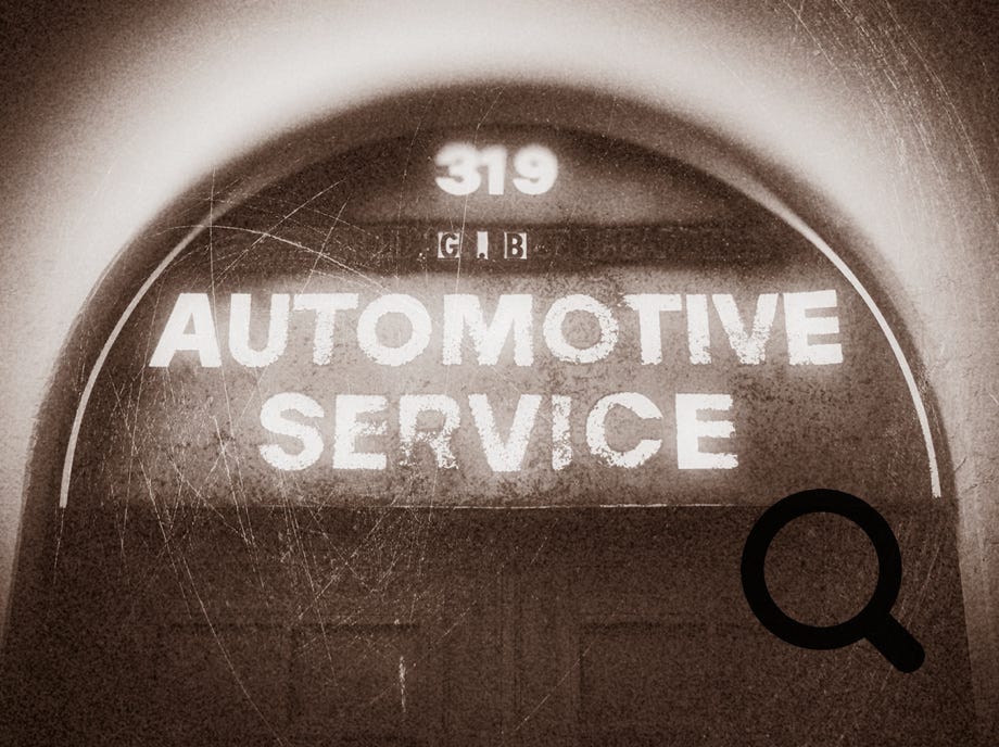 Automotive service sign treated with the Alien Skin Photo Bundle, example 1