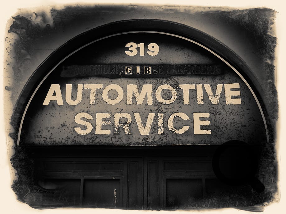 Automotive service sign treated with the Alien Skin Photo Bundle, example 3