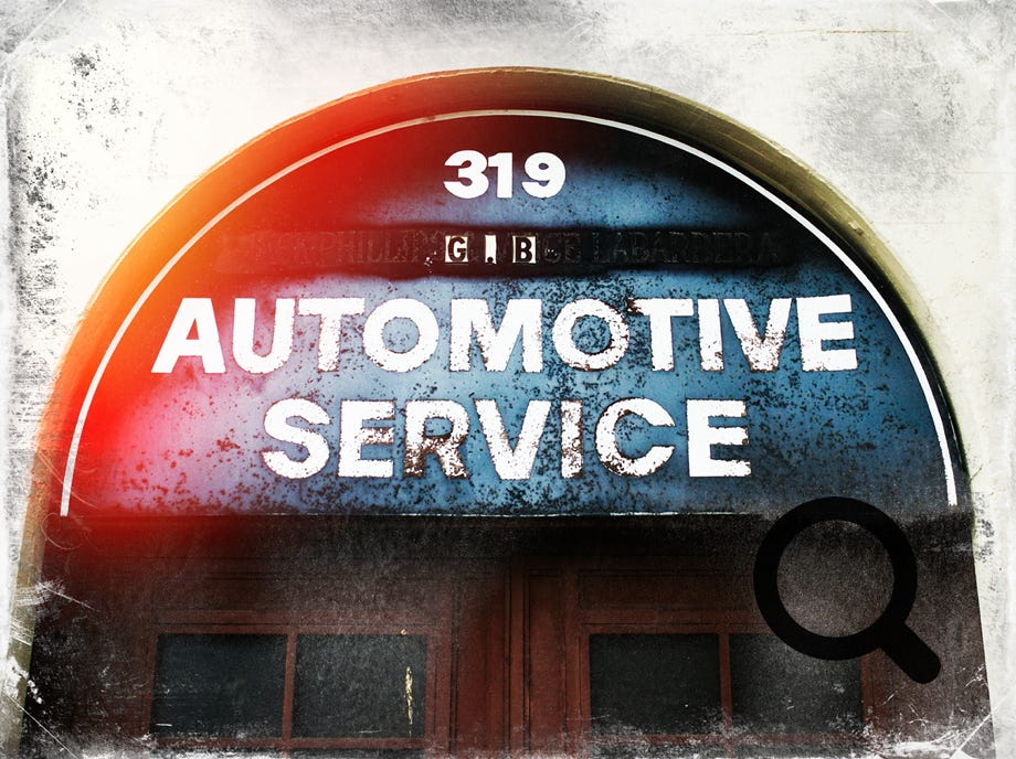 Automotive service sign treated with the Alien Skin Photo Bundle, example 4
