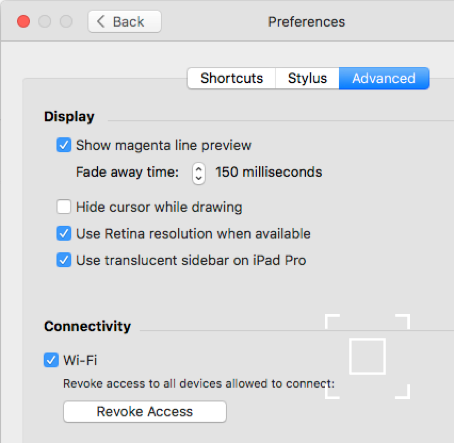 Astropad screenshot showing preferences