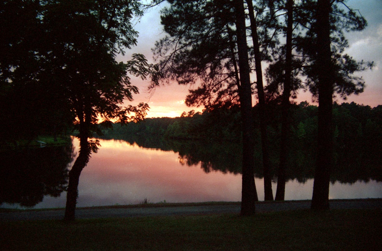 Ambassador College Big Sandy TX Lake Loma at sunset