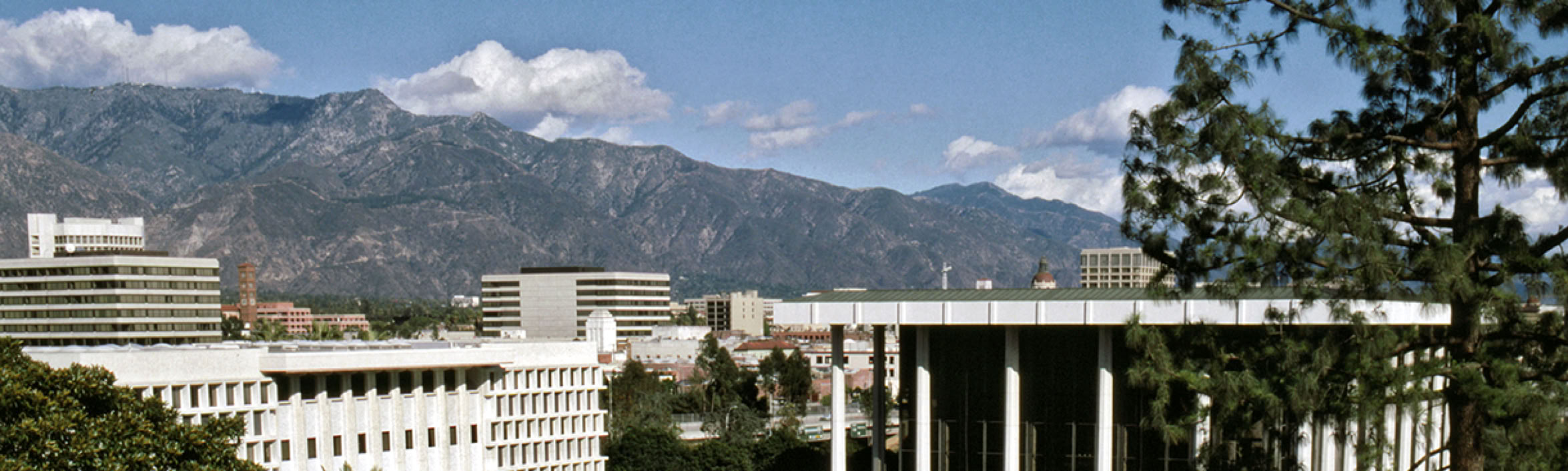 Ambassador College Pasadena CA Auditorium and view of downtown Pasadena