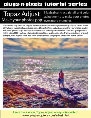 PDf tutorial covering the functionality of the Topaz Adjust Photoshop plug-in